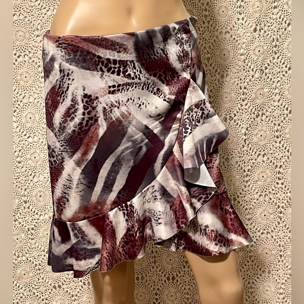 Print and ruffle tier animal print skirt